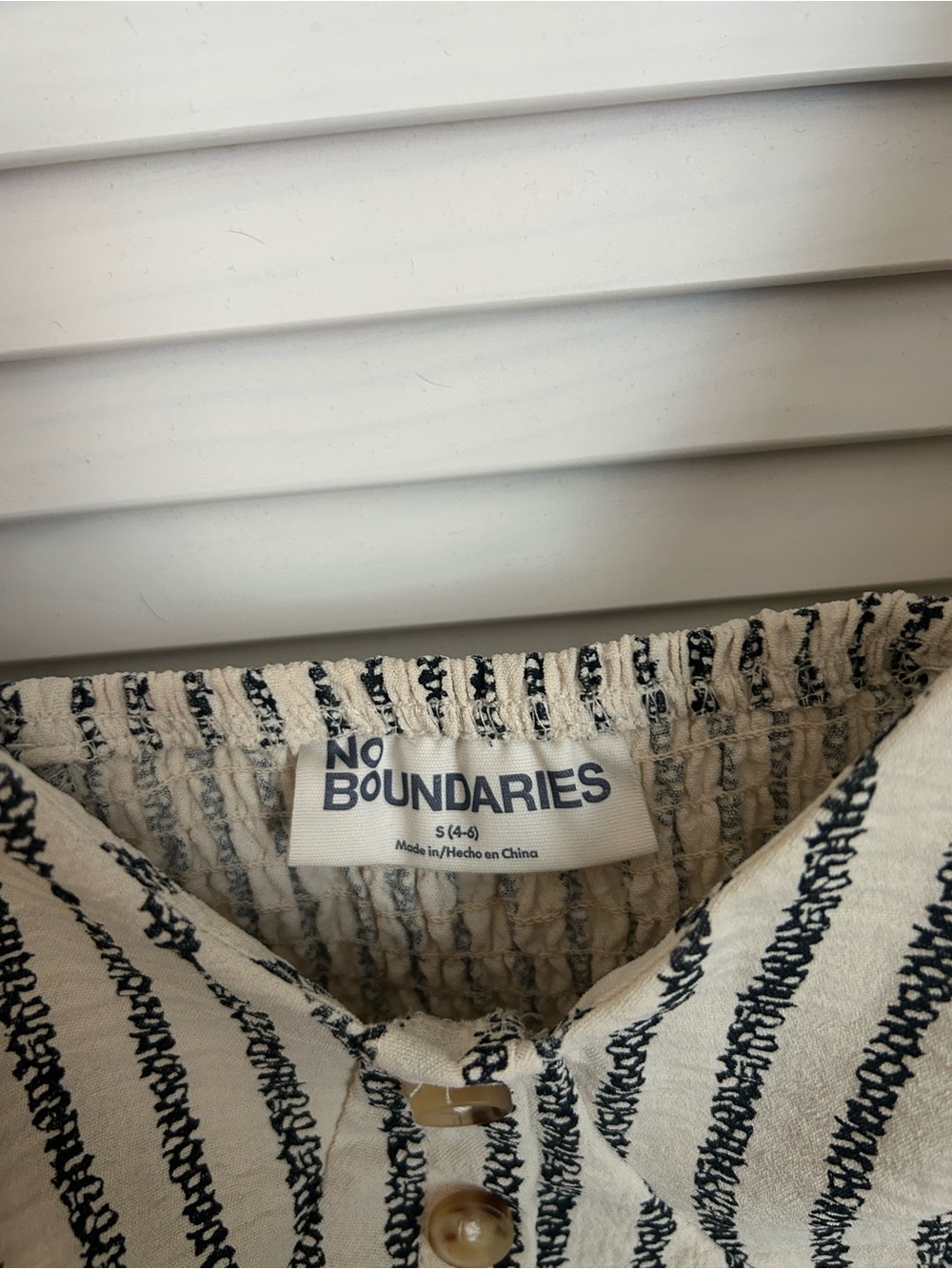 No Boundaries Cream and Black Striped Cropped Tank with Front Buttons - Picture 3 of 3